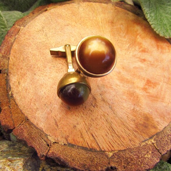 Art Deco Cufflinks | Brass Cufflinks | Antique Cufflinks | Mens Formalwear - Picture 8 of 10